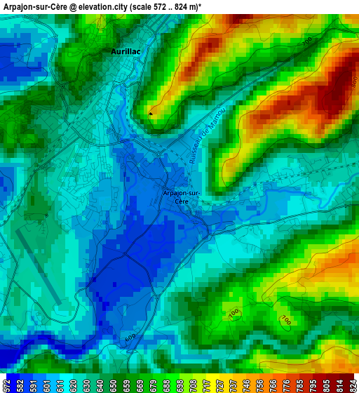 Arpajon-sur-Cère elevation map