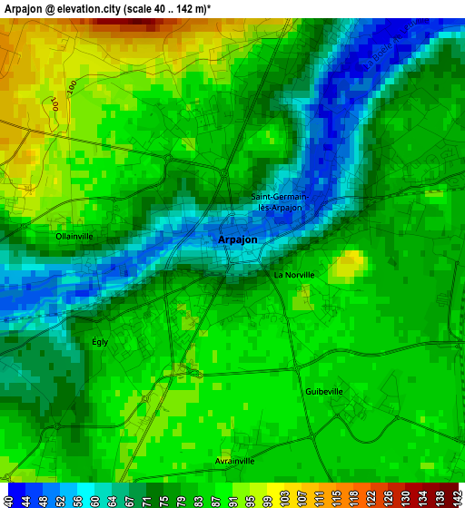 Arpajon elevation map