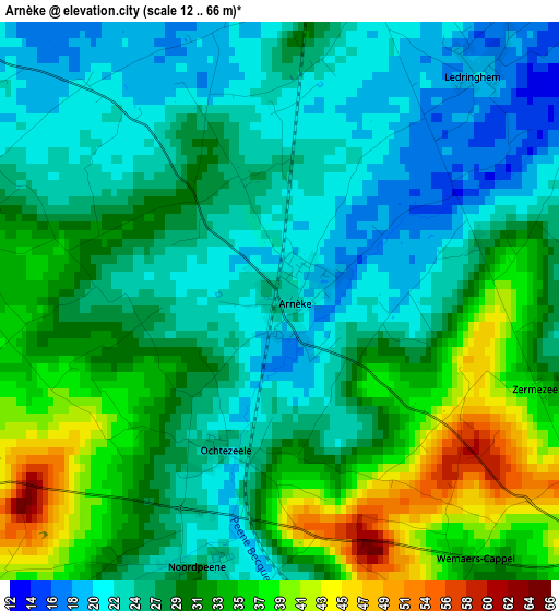 Arnèke elevation map
