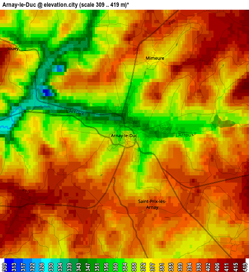 Arnay-le-Duc elevation map