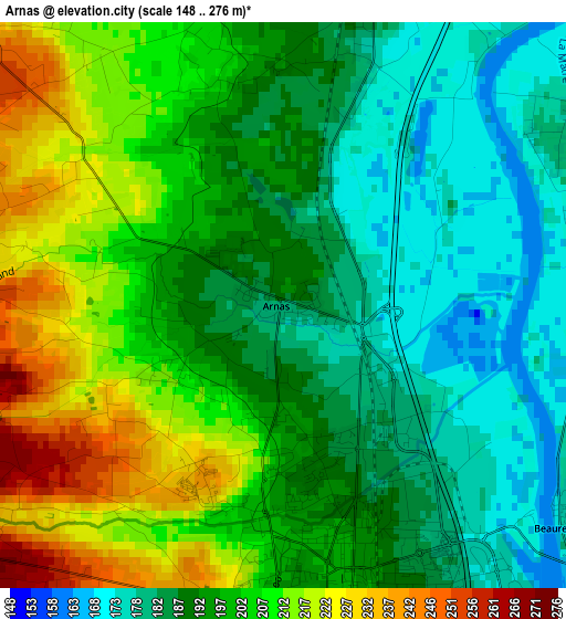 Arnas elevation map