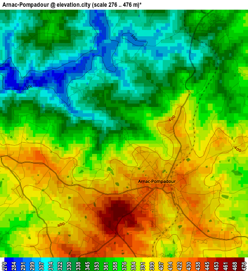 Arnac-Pompadour elevation map