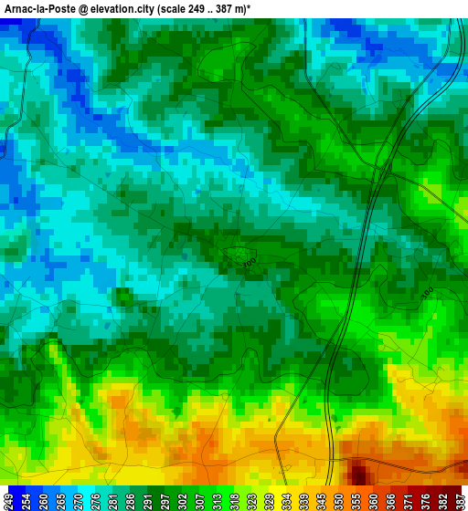 Arnac-la-Poste elevation map