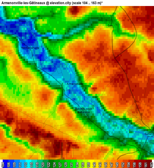 Armenonville-les-Gâtineaux elevation map