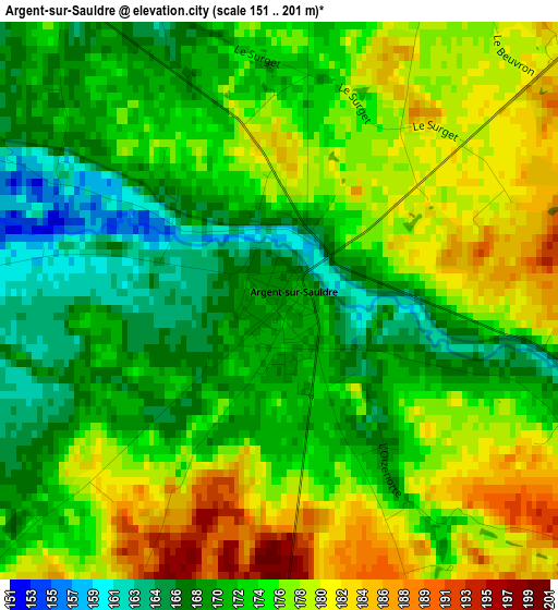 Argent-sur-Sauldre elevation map