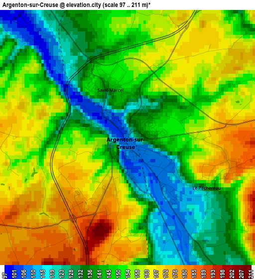 Argenton-sur-Creuse elevation map