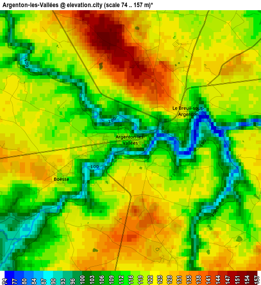 Argenton-les-Vallées elevation map