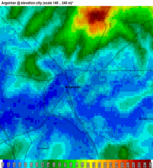 Argentan elevation map