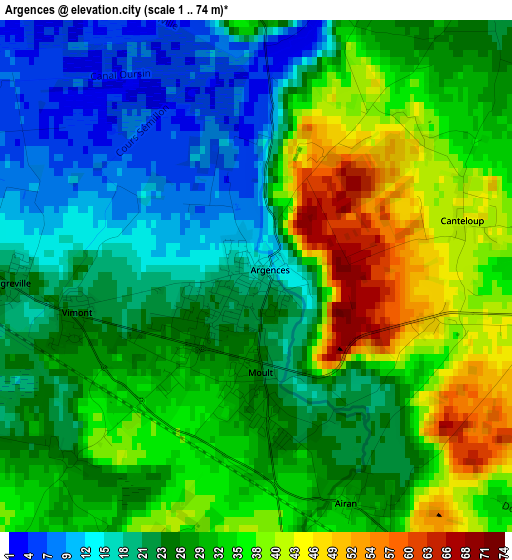 Argences elevation map