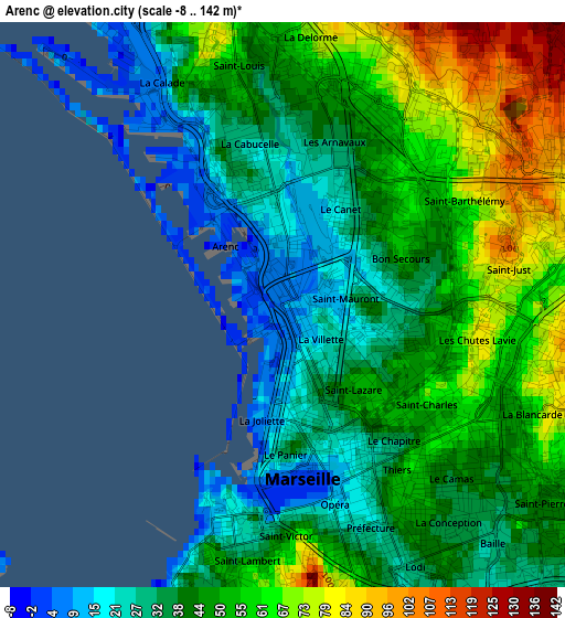 Arenc elevation map