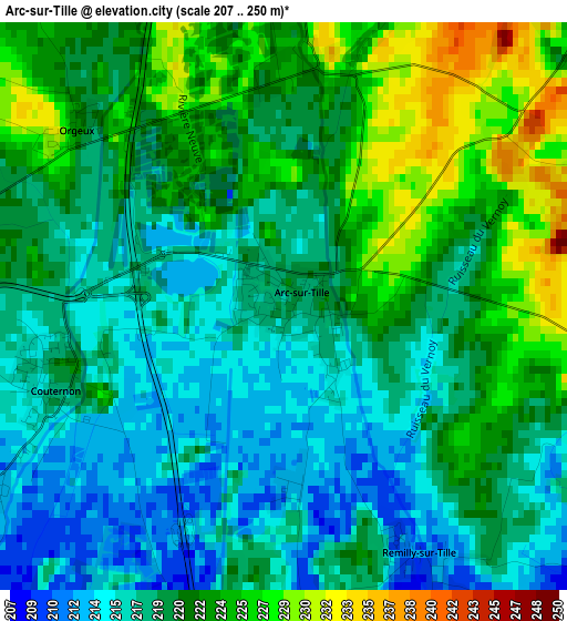 Arc-sur-Tille elevation map