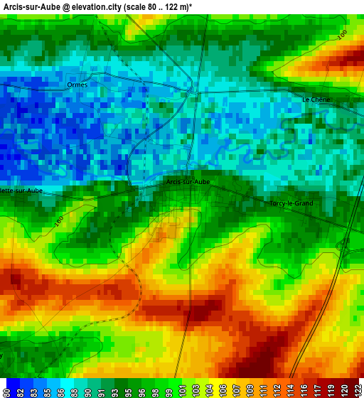 Arcis-sur-Aube elevation map