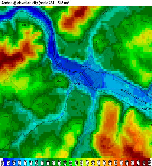 Arches elevation map