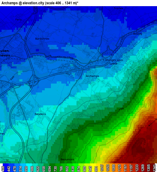 Archamps elevation map