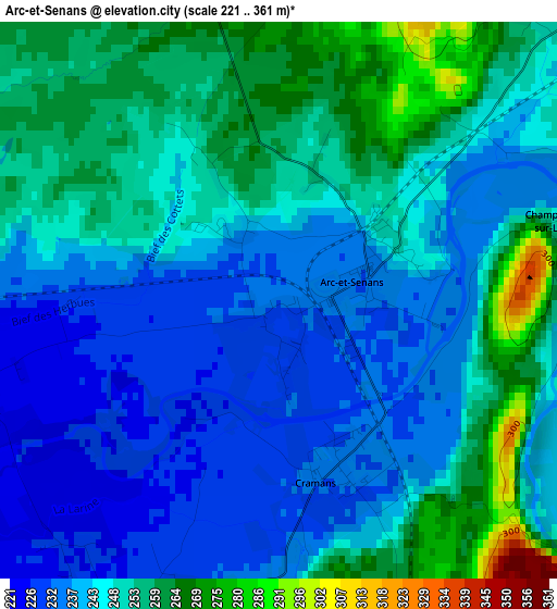 Arc-et-Senans elevation map