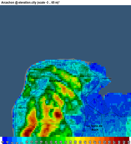 Arcachon elevation map