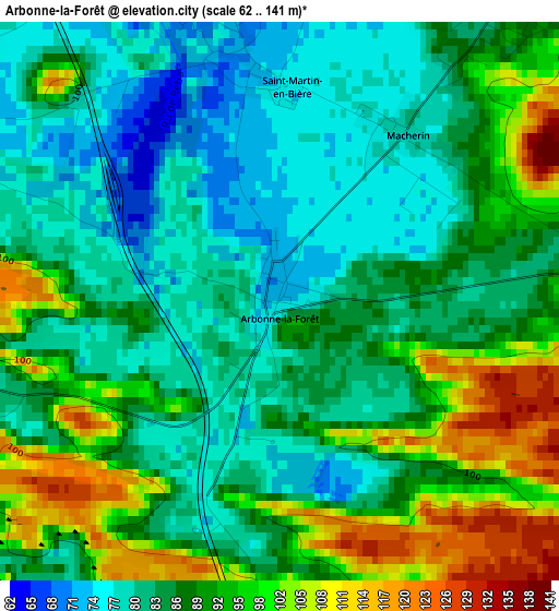 Arbonne-la-Forêt elevation map
