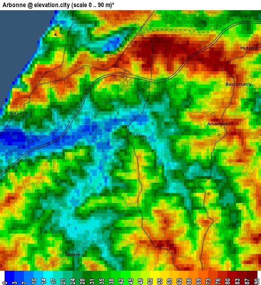 Arbonne elevation map