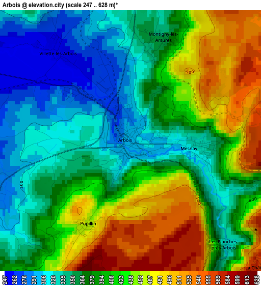 Arbois elevation map