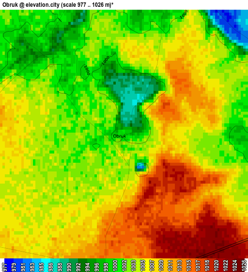 Obruk elevation map