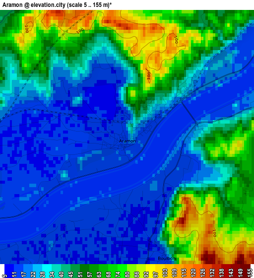 Aramon elevation map