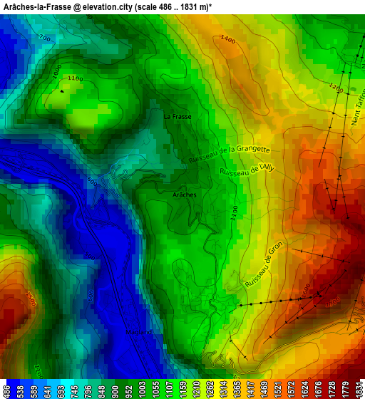 Arâches-la-Frasse elevation map