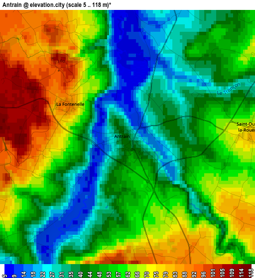 Antrain elevation map