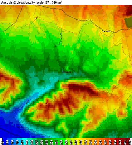 Ansouis elevation map