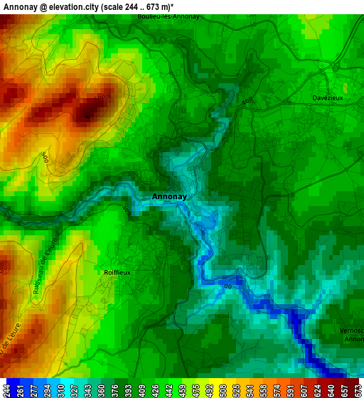 Annonay elevation map