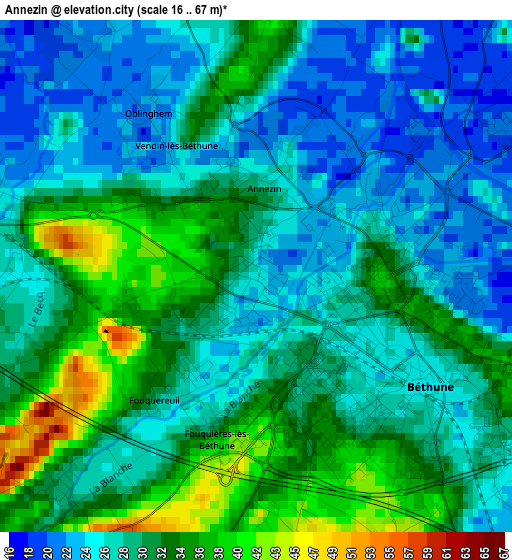 Annezin elevation map