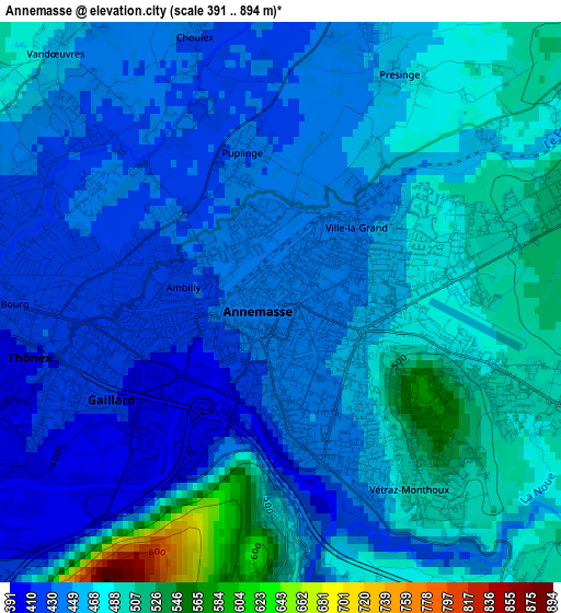 Annemasse elevation map