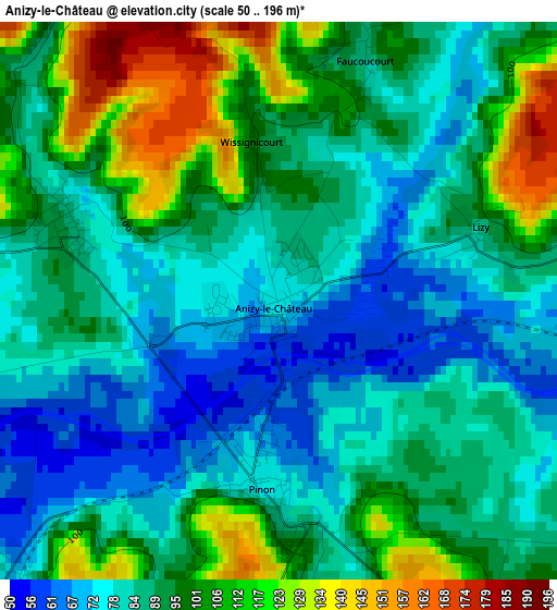 Anizy-le-Château elevation map