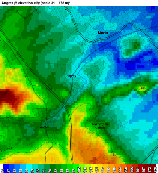 Angres elevation map