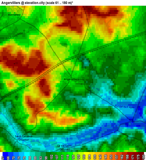 Angervilliers elevation map