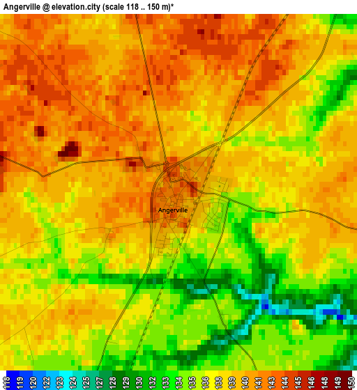 Angerville elevation map