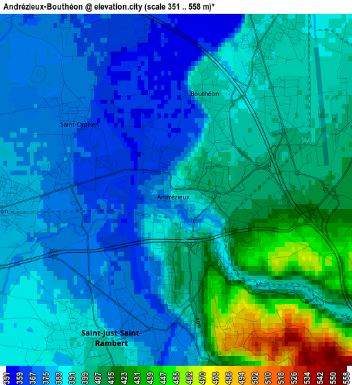 Andrézieux-Bouthéon elevation map