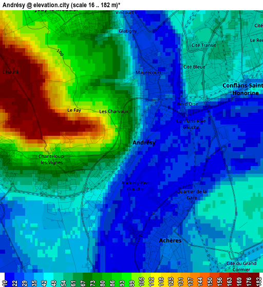 Andrésy elevation map