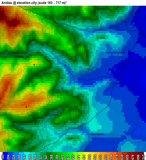 Andlau elevation map