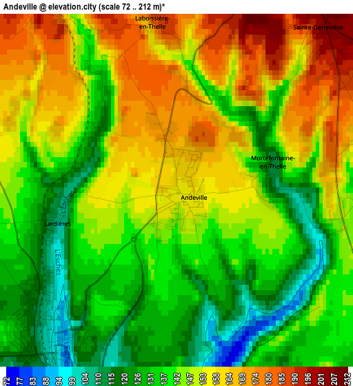 Andeville elevation map