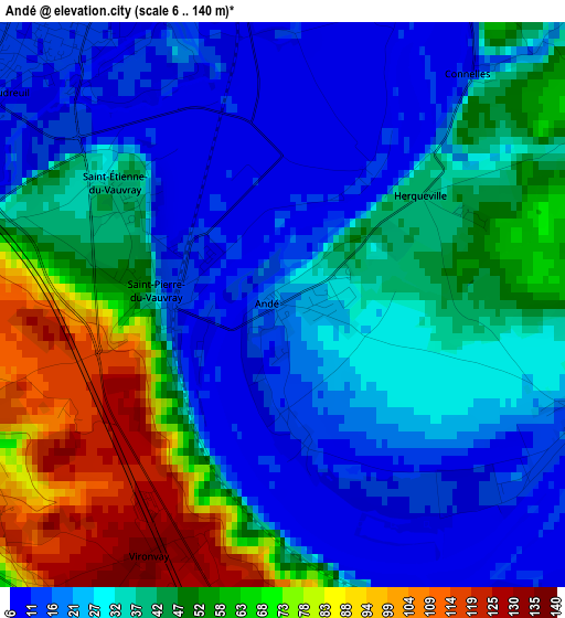 Andé elevation map