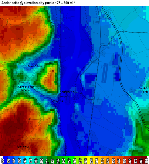 Andancette elevation map