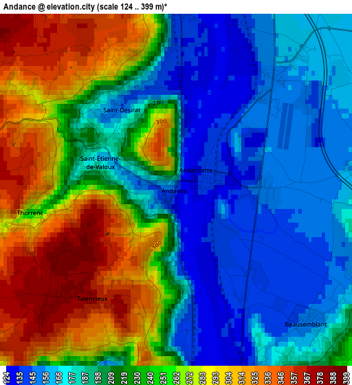 Andance elevation map