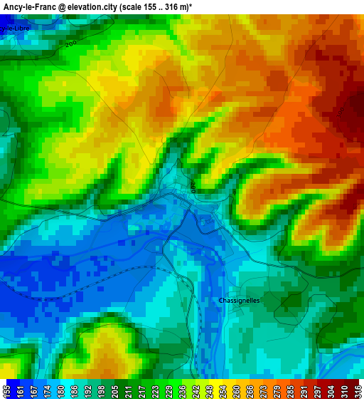 Ancy-le-Franc elevation map