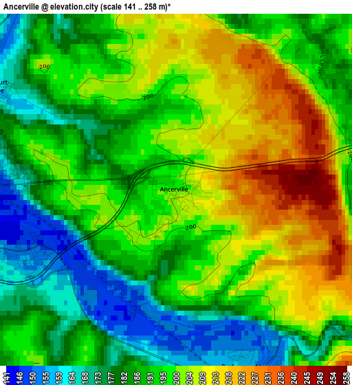 Ancerville elevation map