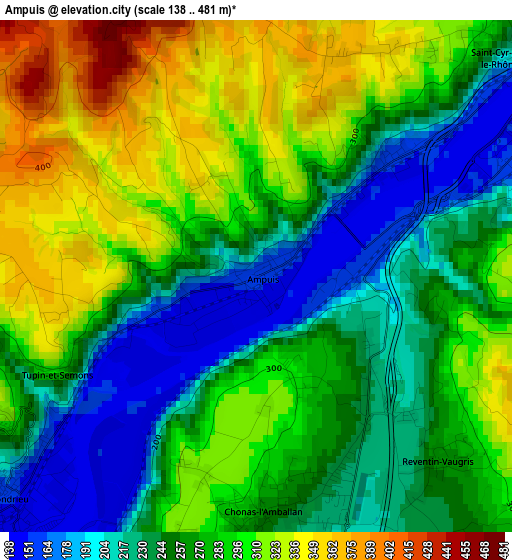 Ampuis elevation map