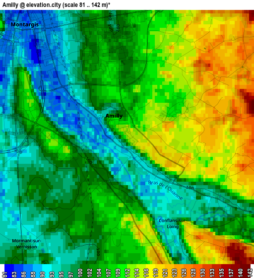 Amilly elevation map