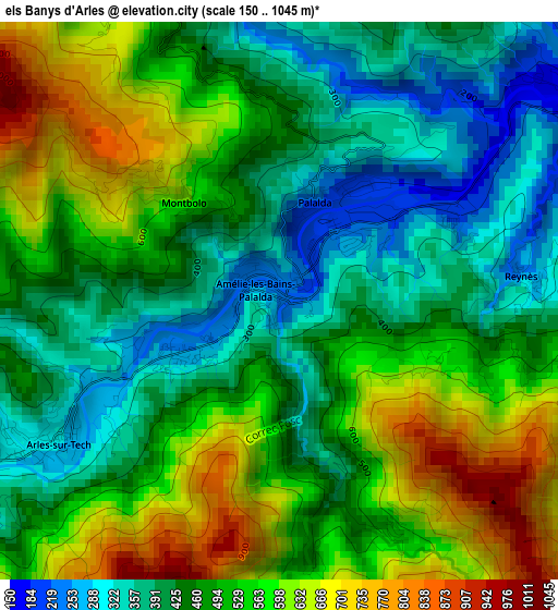 els Banys d'Arles elevation map