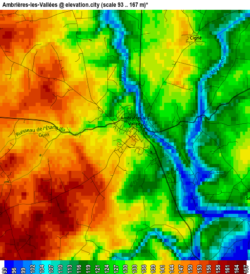 Ambrières-les-Vallées elevation map