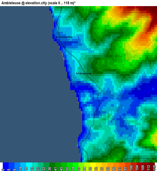 Ambleteuse elevation map