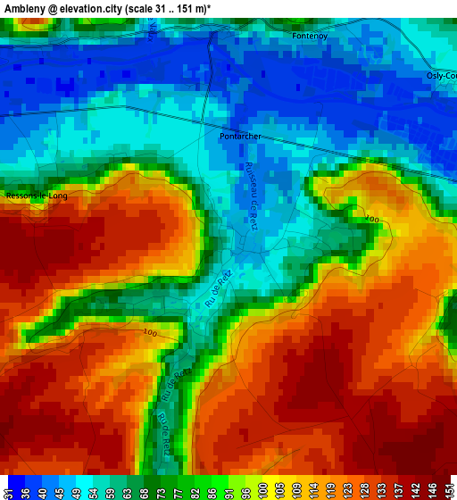 Ambleny elevation map